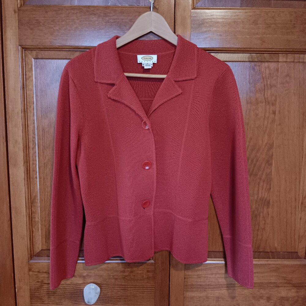 Talbots red sweater jacket